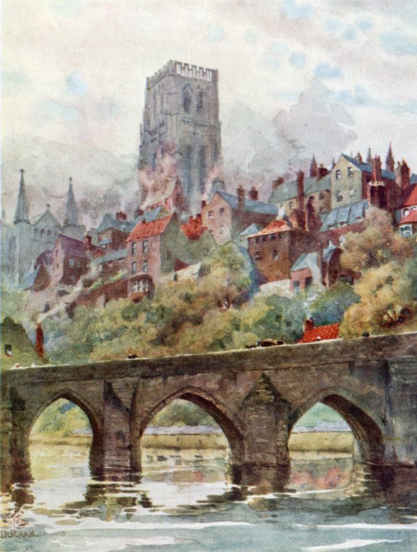 Durham, Elvet Bridge (barevné lito) od William Wiehe Collins