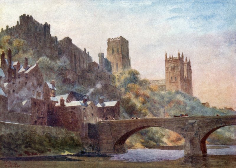 Durham, Framwellgate Bridge (barevné lito) od William Wiehe Collins