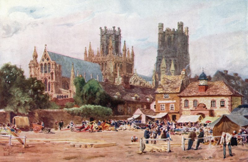Ely, tržiště (barevné lito) od William Wiehe Collins