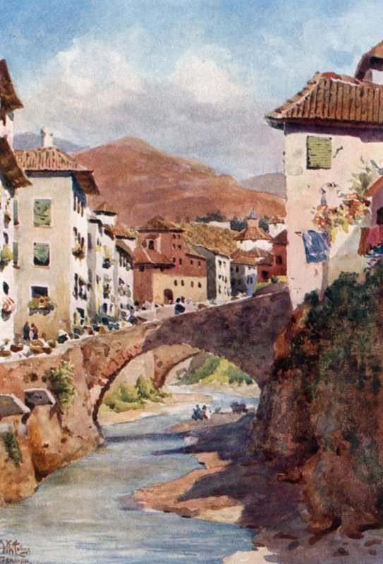 Granada, Calle del Darro (barva litho) od William Wiehe Collins