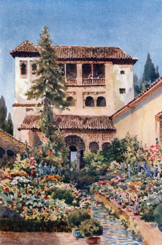 Granada, Generalife (barevné lito) od William Wiehe Collins