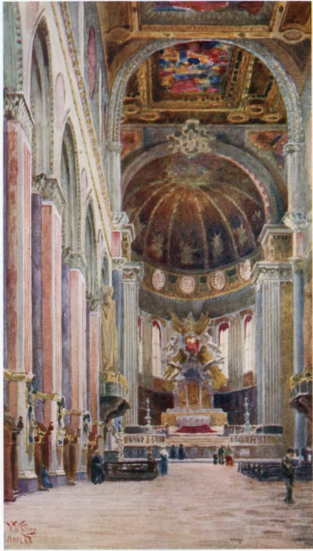 Neapol. Interiér katedrály (barevné lito) od William Wiehe Collins