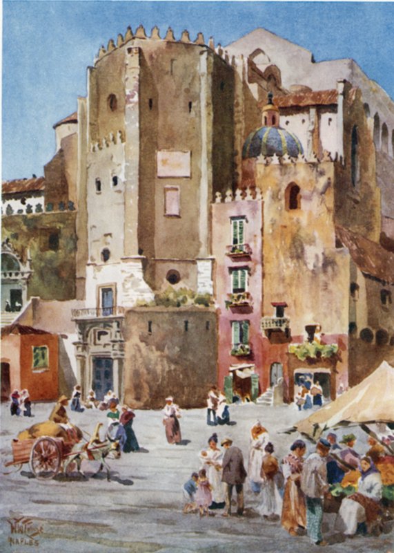 Neapol. S. Domenico Maggiore (barevné lito) od William Wiehe Collins