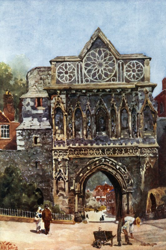 Norwich, Aethelbertova brána (barevná lito) od William Wiehe Collins
