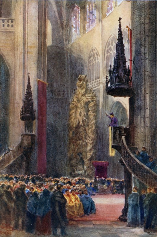 Orviedo, v katedrále (barva litho) od William Wiehe Collins