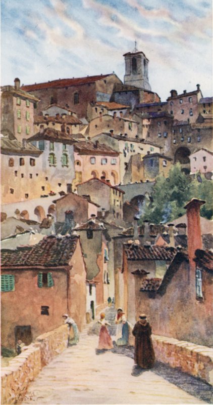 Perugia. Katedrála a staré město (barevné lito) od William Wiehe Collins