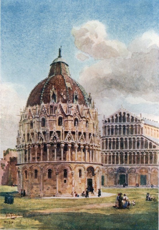 Pisa. Baptisterium (barevné lito) od William Wiehe Collins