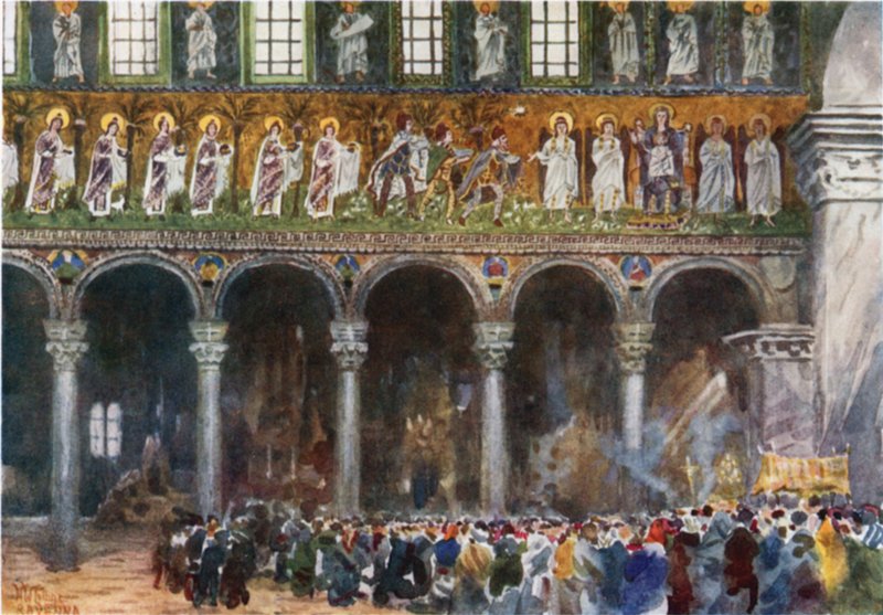 Ravenna. S. Apollinare Nuovo (barva lito) od William Wiehe Collins