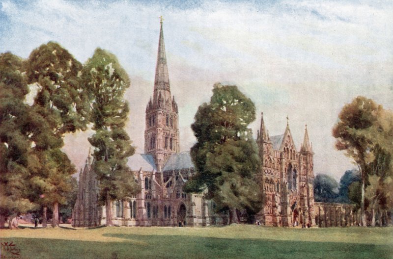 Salisbury, katedrála (barva litho) od William Wiehe Collins