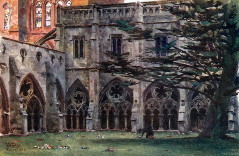 Salisbury, kláštery (barevné lito) od William Wiehe Collins