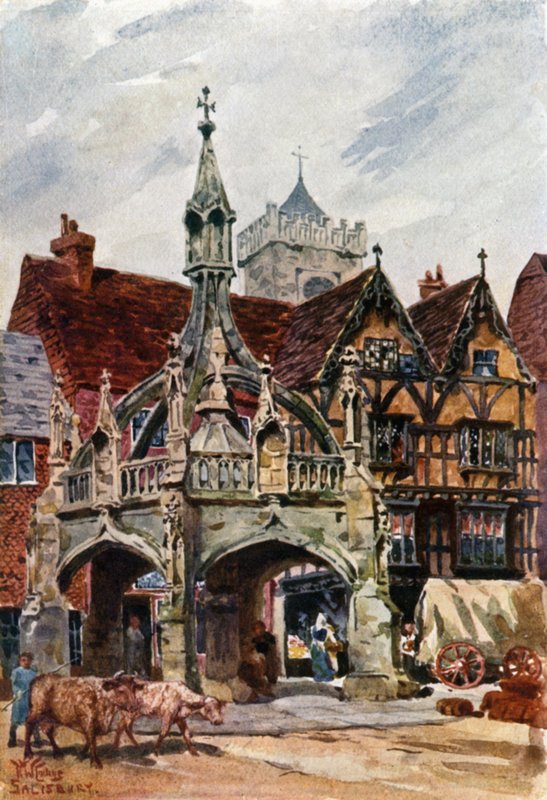 Salisbury, Market Cross (barevné lito) od William Wiehe Collins