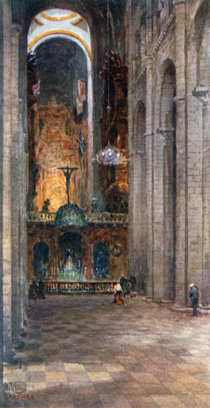 Santiago, interiér katedrály (barva litho) od William Wiehe Collins