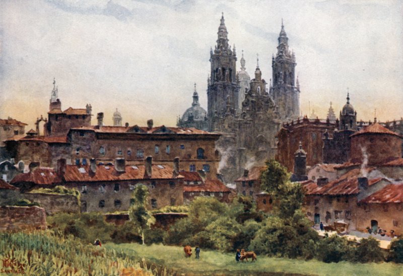 Santiago, katedrála (barva litho) od William Wiehe Collins