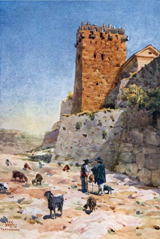 Tarragona, Arcibiskupská věž (barva lito) od William Wiehe Collins