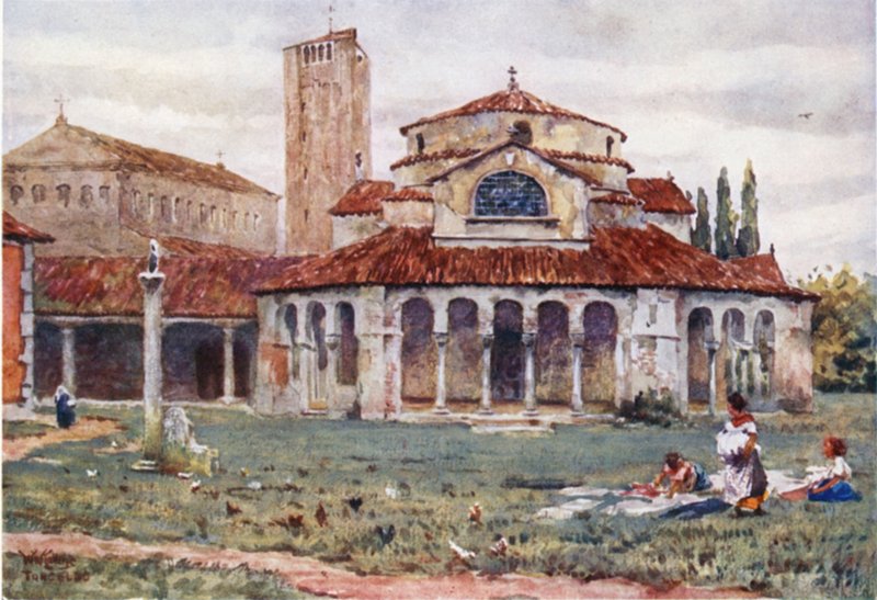 Torcello. Sta Fosca a katedrála (barva litho) od William Wiehe Collins