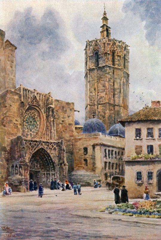 Valencie, dveře katedrály (barva litho) od William Wiehe Collins