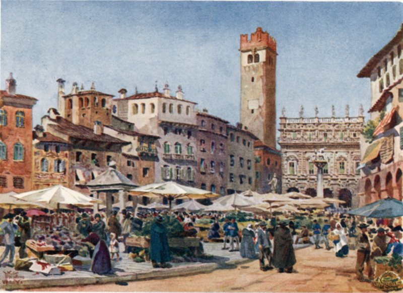 Verone. Tržiště (barevné lito) od William Wiehe Collins
