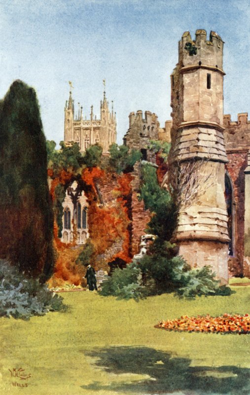 Wells, ruiny hodovní síně (barevné lito) od William Wiehe Collins