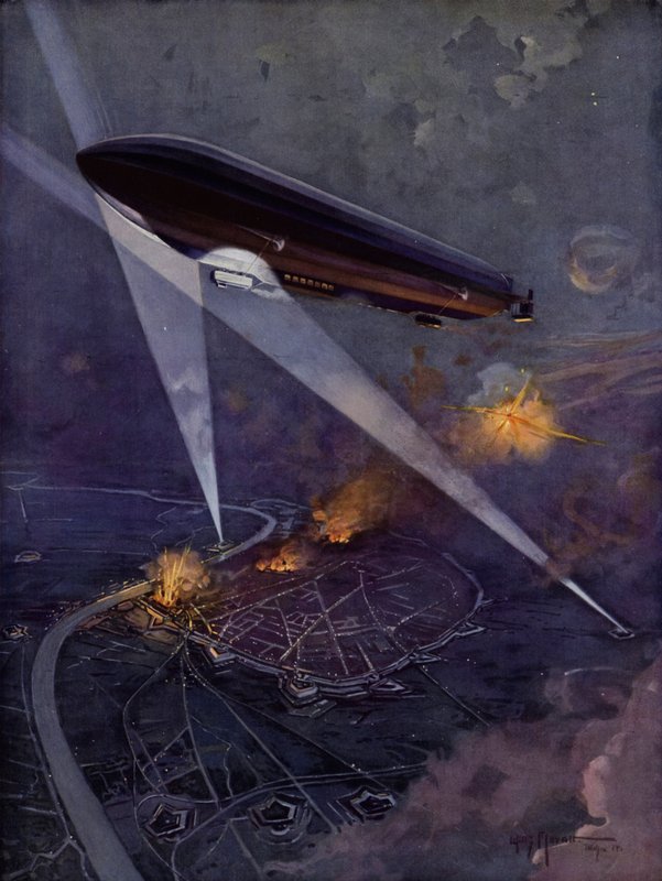 Zeppelin nad Antverpami od Willy Moralt