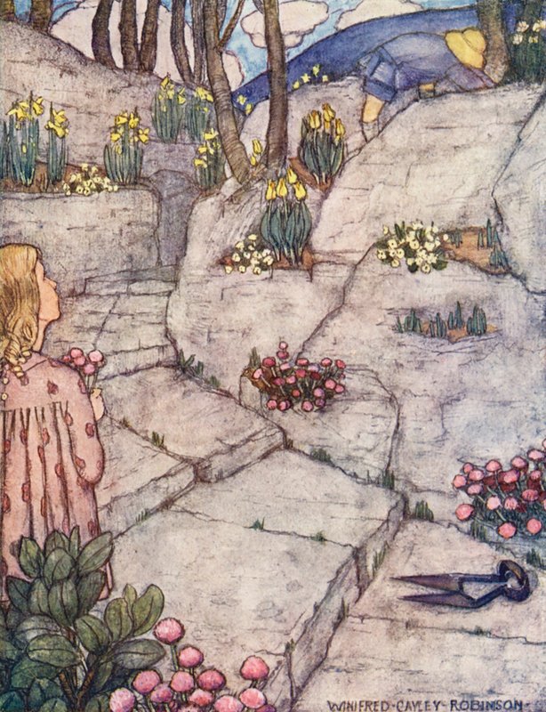 Dětská kniha o zahradničení: Cesta do Říma (barevná litografie) od Winifred Cayley Robinson