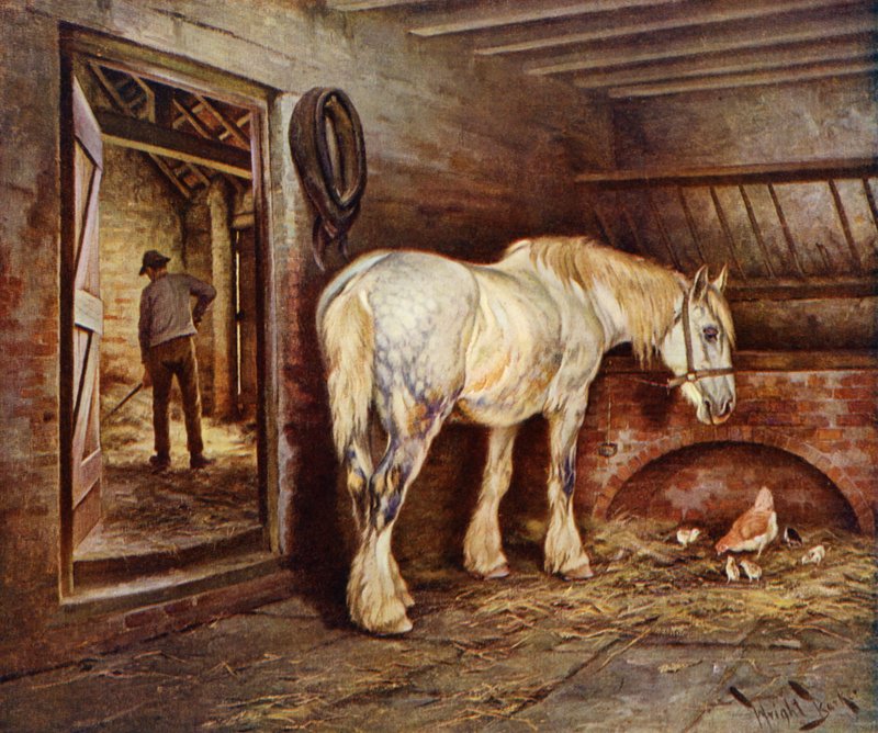Konec dne - farmářský kůň se vrací domů (barva litho) od Wright Barker