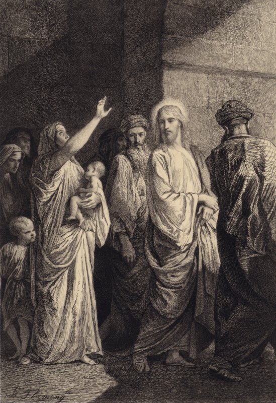 Žena oslavuje Ježíše od after Albert Robida