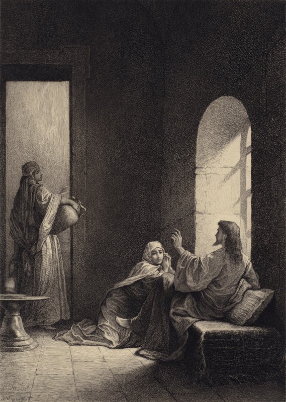 Ježíš v domě Marty a Marie od after Albert Robida