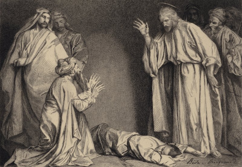 Ježíš uzdravuje posedlé dítě od after Albert Robida