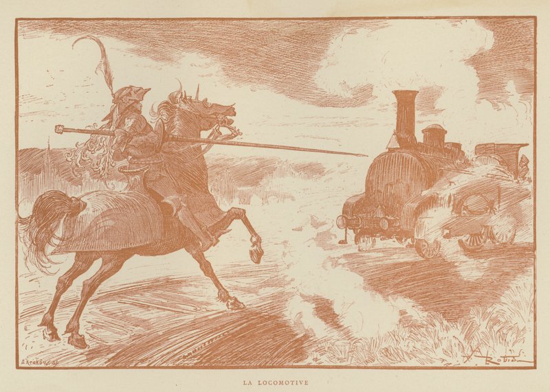Lokomotiva od after Albert Robida