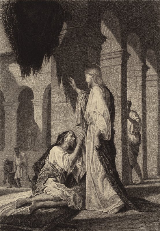 Impotent v bazénu Bethesda od after Albert Robida