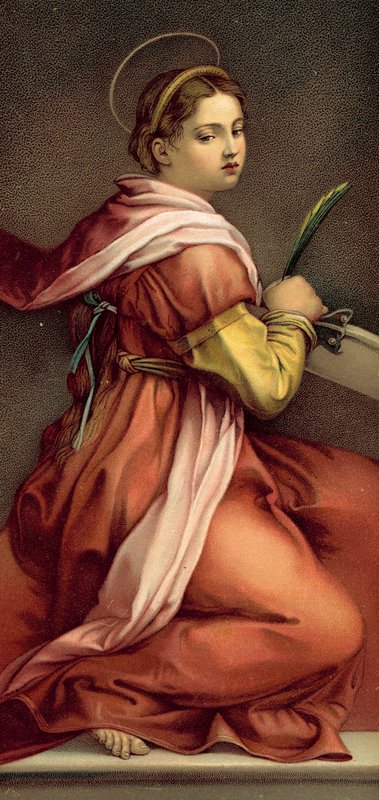 Svatá Katherine (chromolitho) od Andrea del (after) Sarto