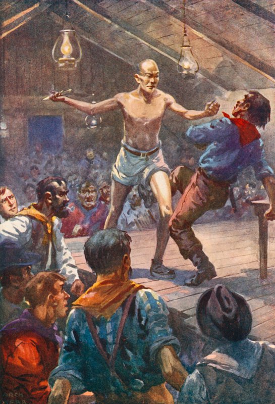 Pravá paže vystřelila špendlíky a on chytil nůž a letěl od after Archibald Bertram Webb