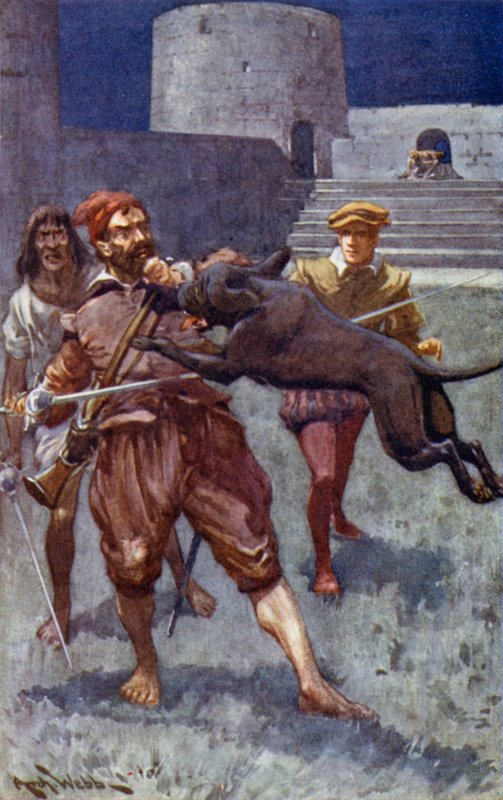 Námořník zvedl levou ruku, aby útok odrazil. od after Archibald Bertram Webb