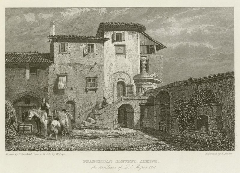 Františkánský klášter, Atény, sídlo lorda Byrona, 1811 od after C. Stanfield