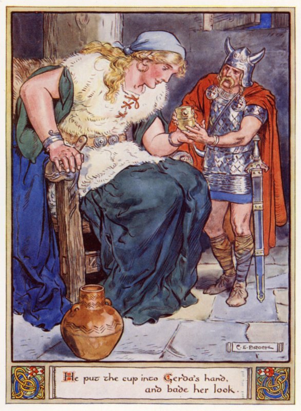 Vložil hrnek do ruky Gerdasovi a vnukl jí pohled od after Charles Edmund Brock