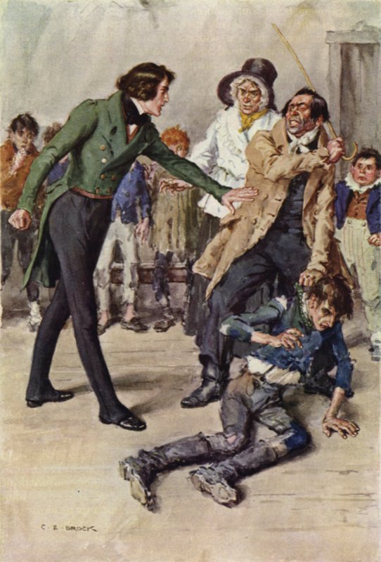 Ilustrace pro Nicholase Nicklebyho od after Charles Edmund Brock