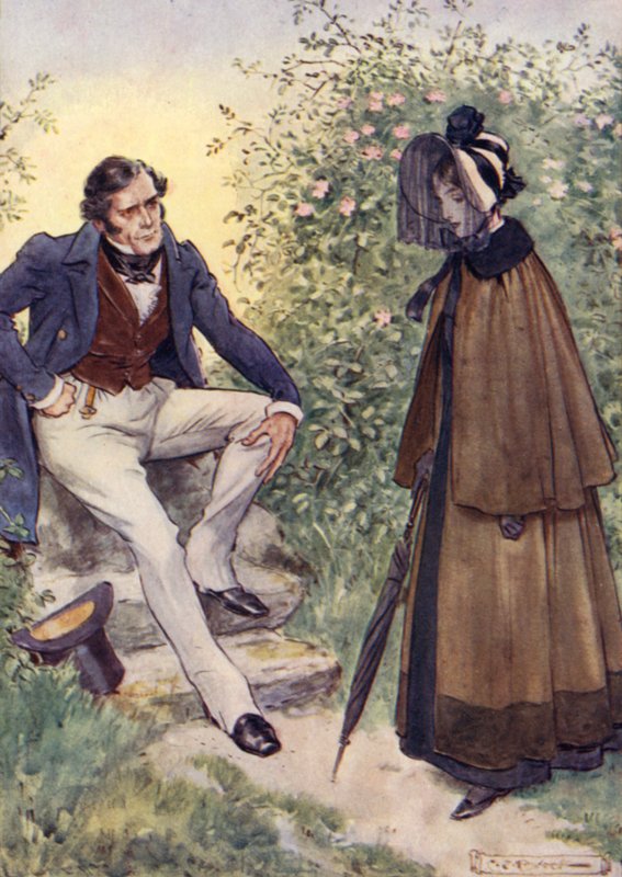 Jane Eyre se setkává s panem Rochesterem u stile od after Charles Edmund Brock
