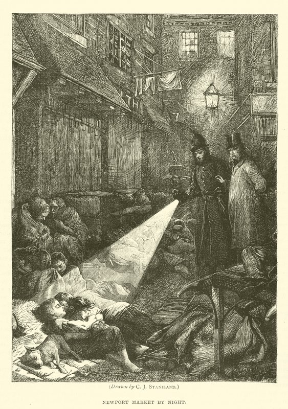 Newport Market v noci od after Charles J. Staniland