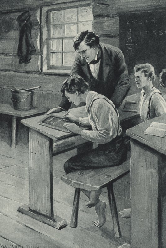 Abraham Lincoln se učí psát od after Charles Mills Sheldon