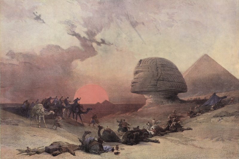 Cheopsova pyramida a Sfinga u Gízy, Egypt od after David Roberts