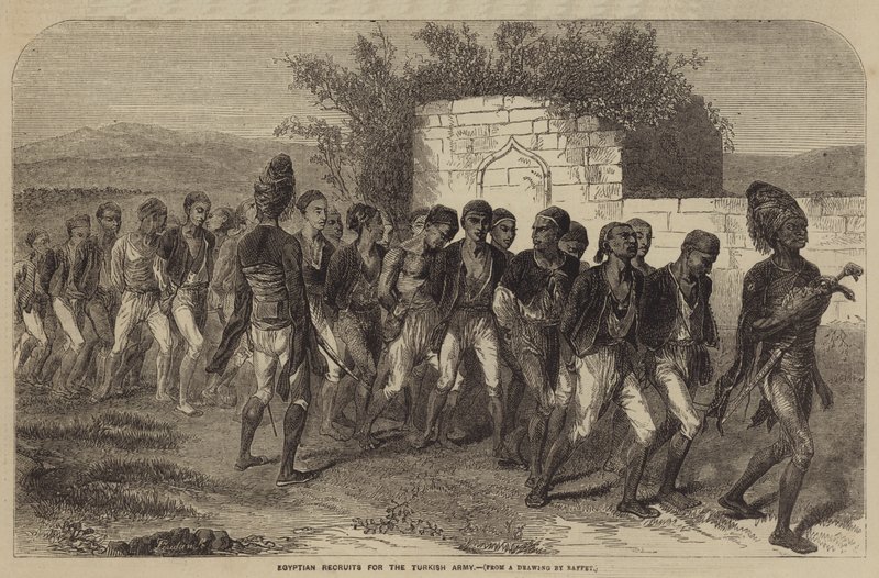 Egyptští rekruti pro tureckou armádu od after Denis Auguste Marie Raffet