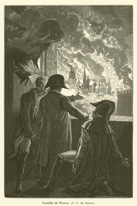 Požár v Moskvě, P P de Segur od after Emile Antoine Bayard