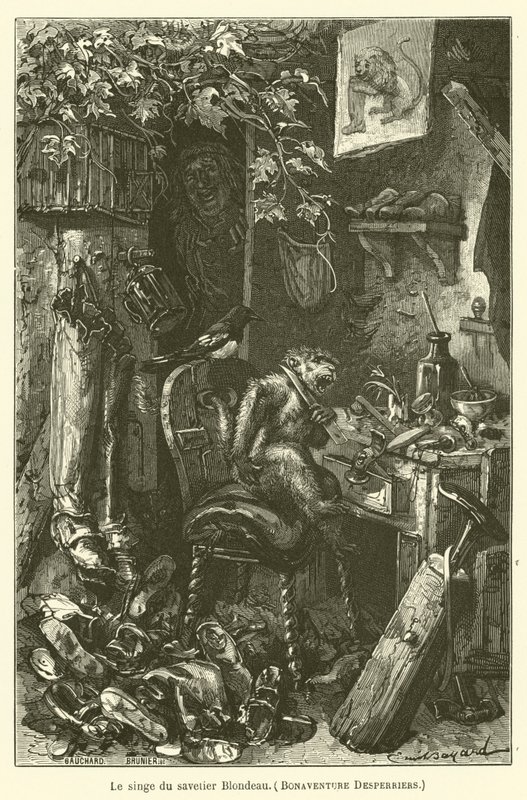 Le singe du savetier Blondeau, Bonaventure Desperriers od after Emile Antoine Bayard