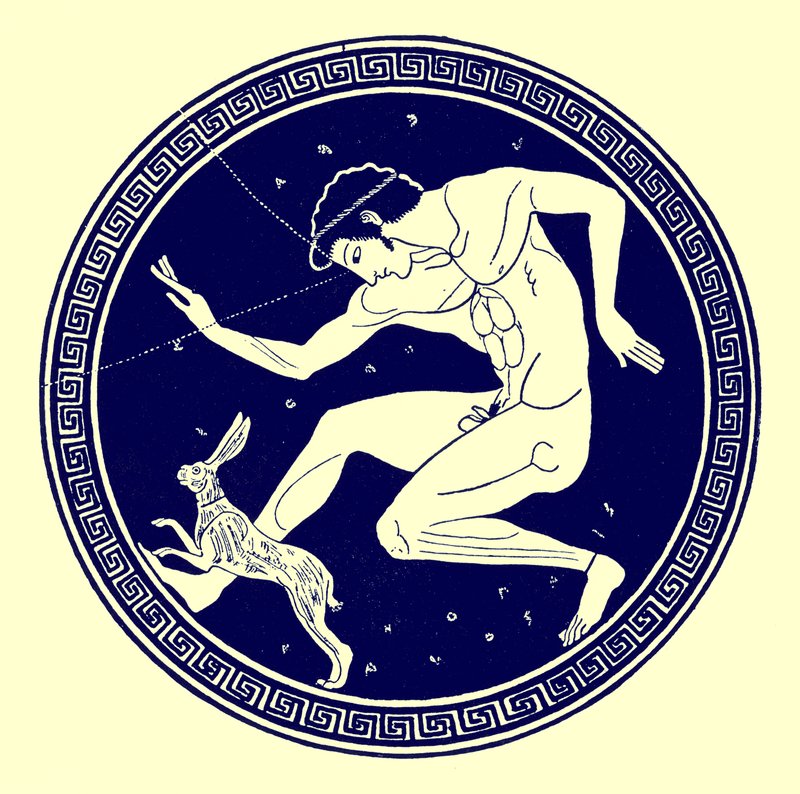 Chlapec a zajíc, ilustrace z Greek Vase Paintings od J. E. Harrisona a D. S. MacColl, publikovaná v roce 1894 (digitálně vylepšený obrázek) od after English School