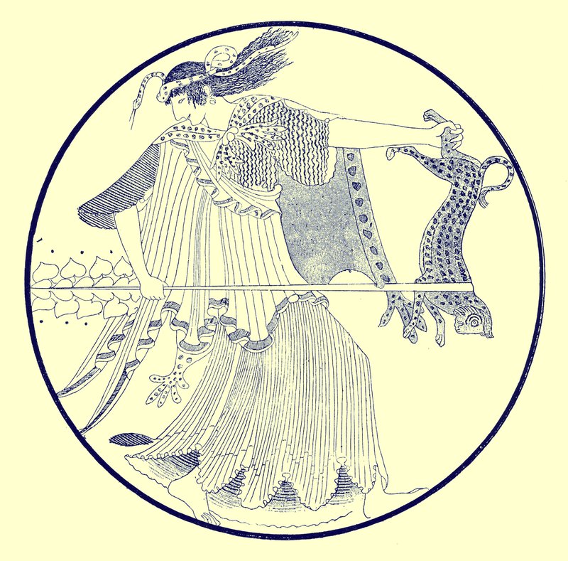Maenad, ilustrace z Greek Vase Paintings od J. E. Harrisona a D. S. MacColl, publikovaná 1894 (digitálně vylepšený obrázek) od after English School