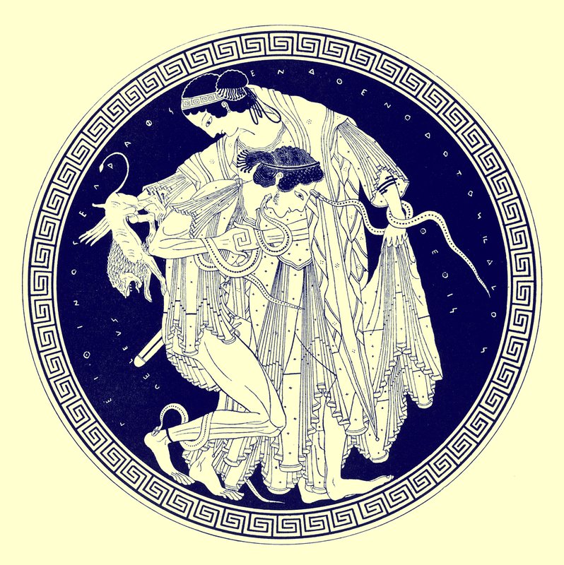 Peleus a Thetis, ilustrace z Greek Vase Paintings od J. E. Harrisona a D. S. MacColl, publikovaná v roce 1894 (digitálně vylepšený obrázek) od after English School
