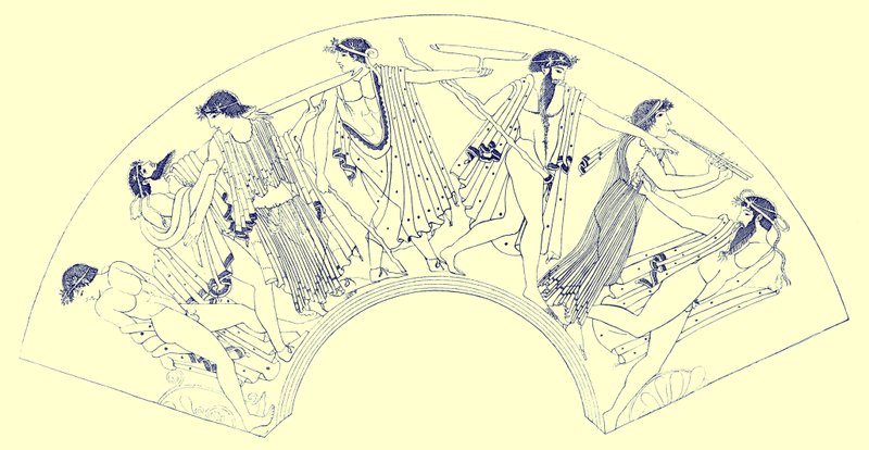 Revel od Brygose, ilustrace z Greek Vase Paintings od J. E. Harrisona a D. S. MacColl, publikovaná v roce 1894 (digitálně vylepšený obrázek) od after English School