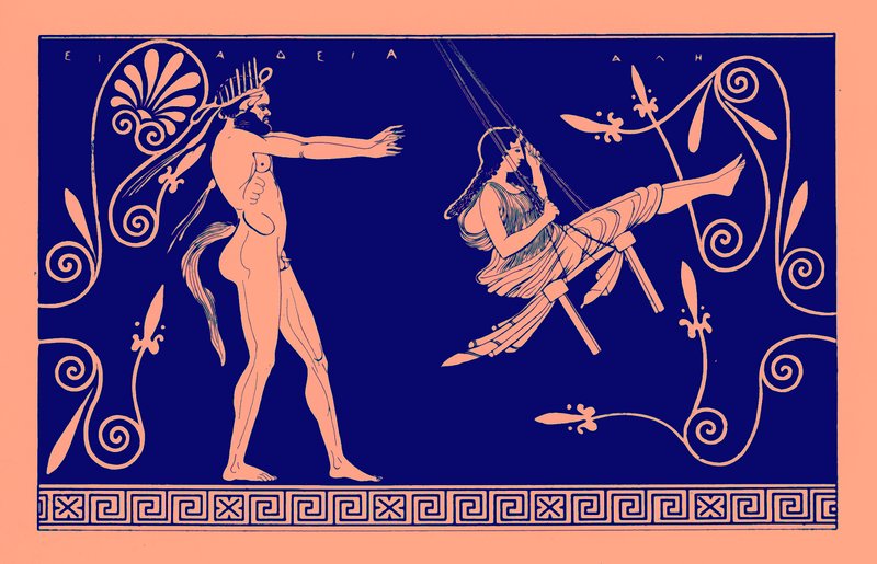 Tichá houpající se panna, ilustrace z Greek Vase Paintings od J. E. Harrisona a D. S. MacColl, publikovaná v roce 1894 (digitálně vylepšený obrázek) od after English School