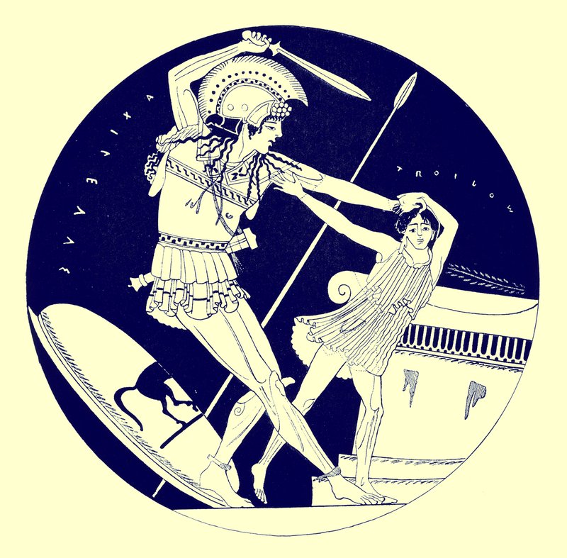The Death of Troilos, ilustrace z Greek Vase Paintings od J. E. Harrisona a D. S. MacColl, publikovaná v roce 1894 (digitálně vylepšený obrázek) od after English School