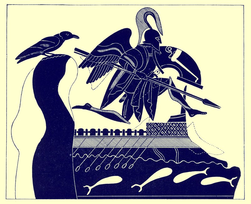 The Ghost of Patroklos, ilustrace z Greek Vase Paintings od J. E. Harrisona a D. S. MacColl, publikovaná v roce 1894 (digitálně vylepšený obrázek) od after English School